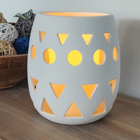 Hobby Lobby Other - 🏠 Hobby Lobby White Ceramic Geometric Vase – Mirage Collection Elegant Ambiance